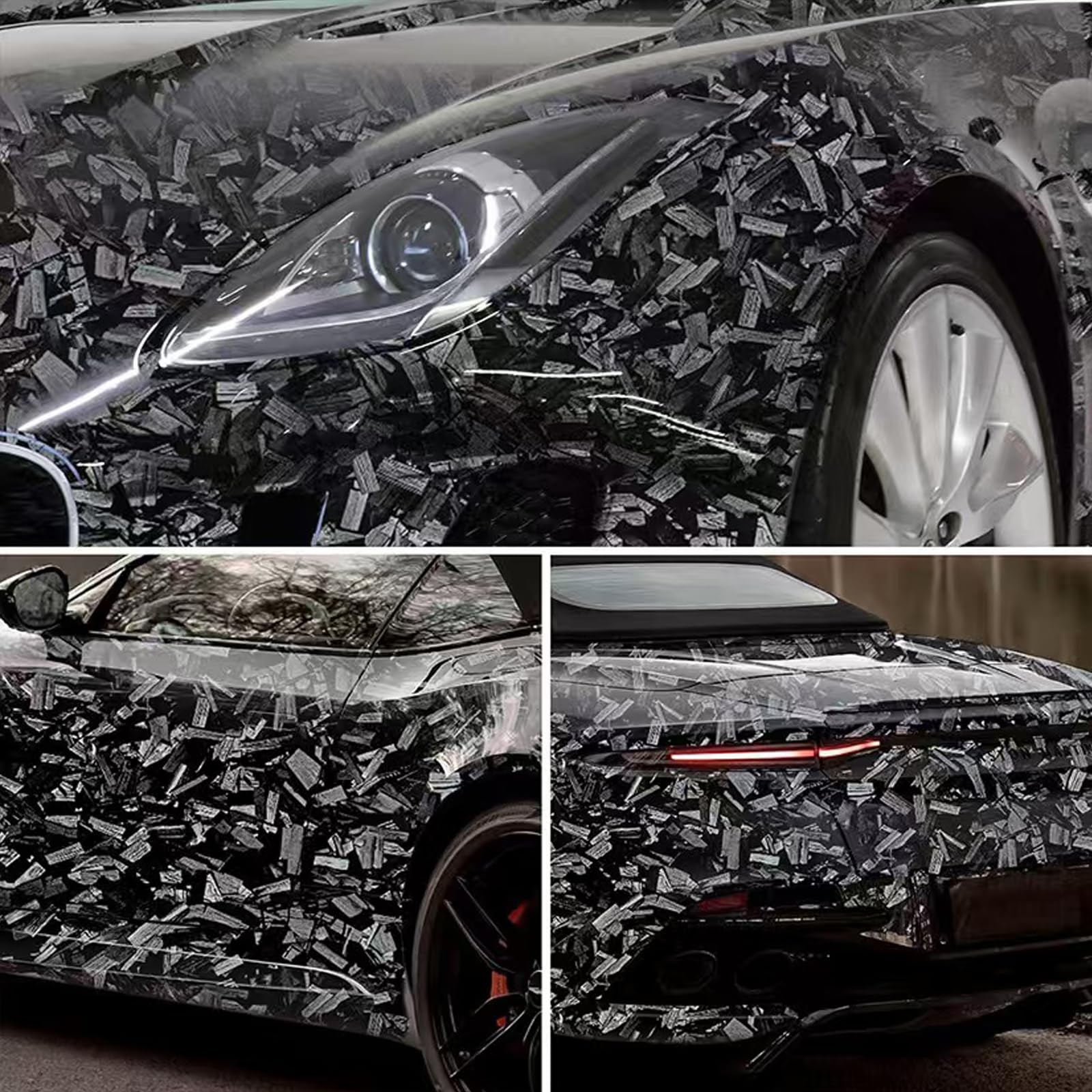 Vinil Car Wrap Asendiway Cinza De Fibra De Carbono Forjada De Alto Brilho