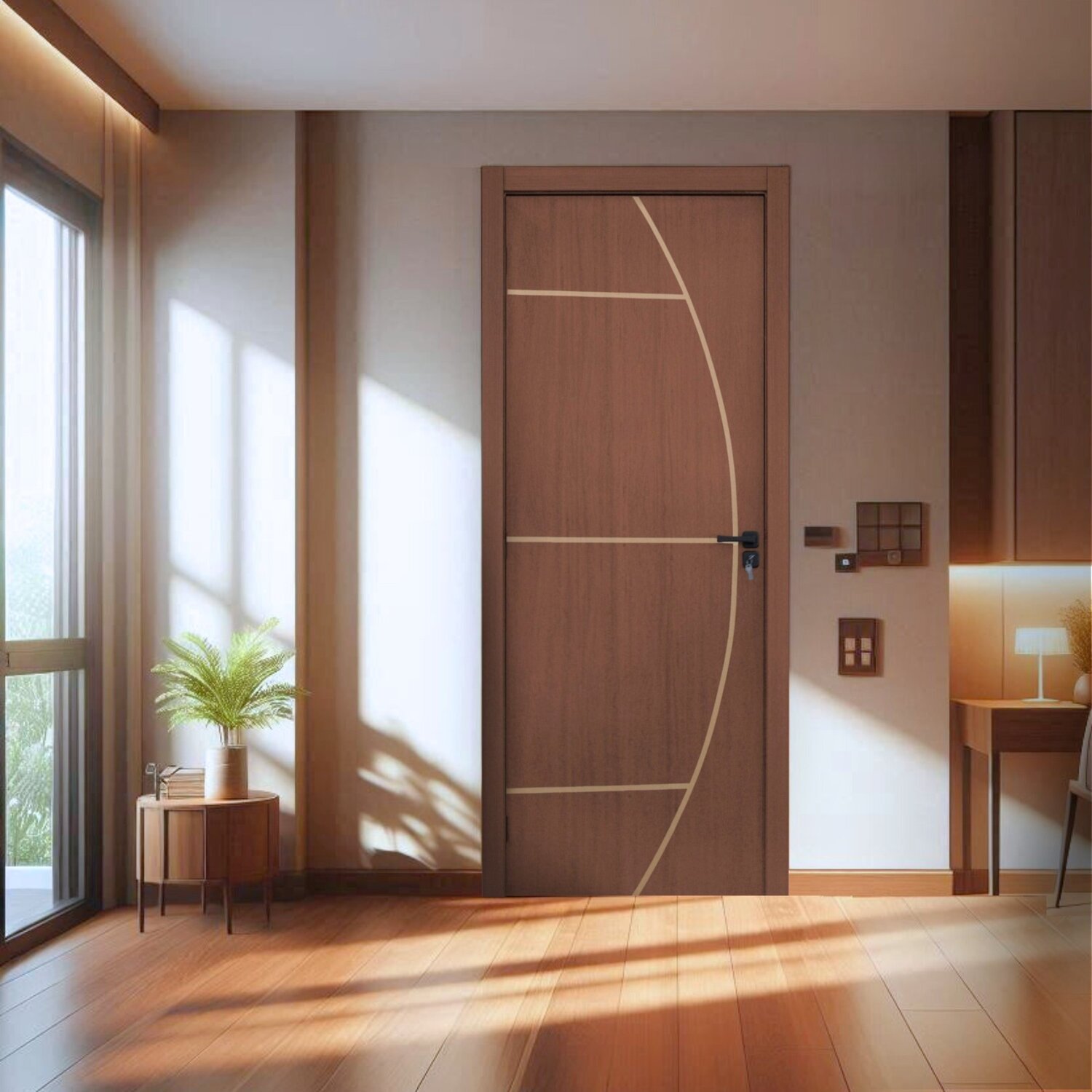 Kit Porta De Madeira Decorada 215x74cm Batente 12cm Gaucha Ipê