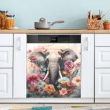 Tampa Magnética Para Máquina De Lavar Louça Jiponi Elephant Flower 58x66cm