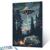 Pintura Por Números Tucocoo Starry Ufo Bus Na Floresta 40x50cm