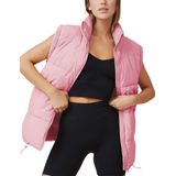 Jaqueta Acolchoada Feminina Puffer Vest Athlisan, Gola Alta, Rosa