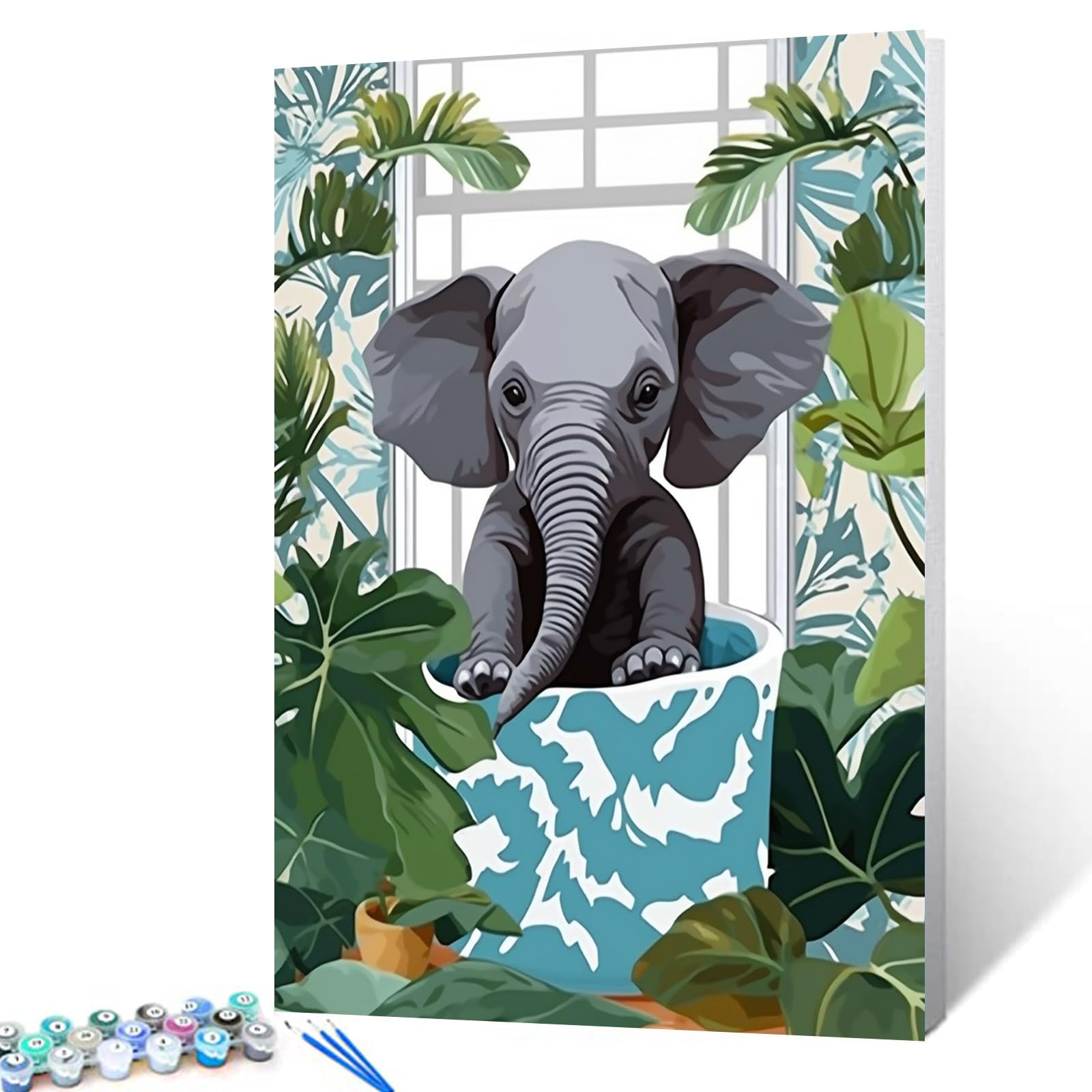 Kit Paint By Numbers Tucocoo Funny Bathroom Elephant 40x50cm