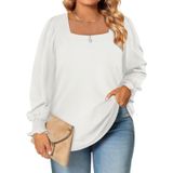 Camiseta Feminina Eytino Plus Size, Gola Quadrada De Verão, 1x Branca