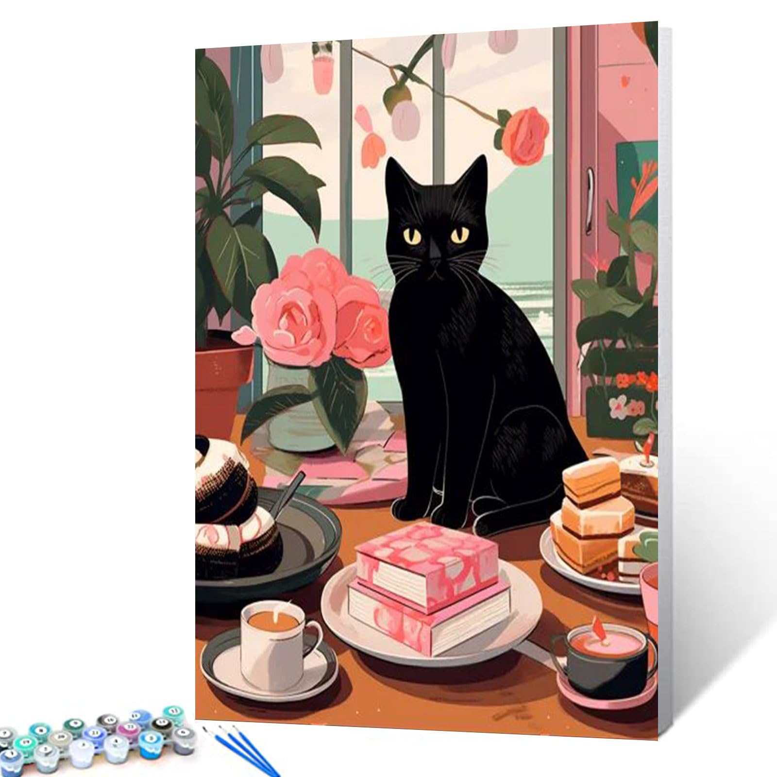 Kit Paint By Numbers Tucocoo Cat Sitting Coffee Cake 40x50cm