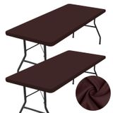 Toalha De Mesa Homing Retangular Elástica Ajustada A 8 Pés (café)