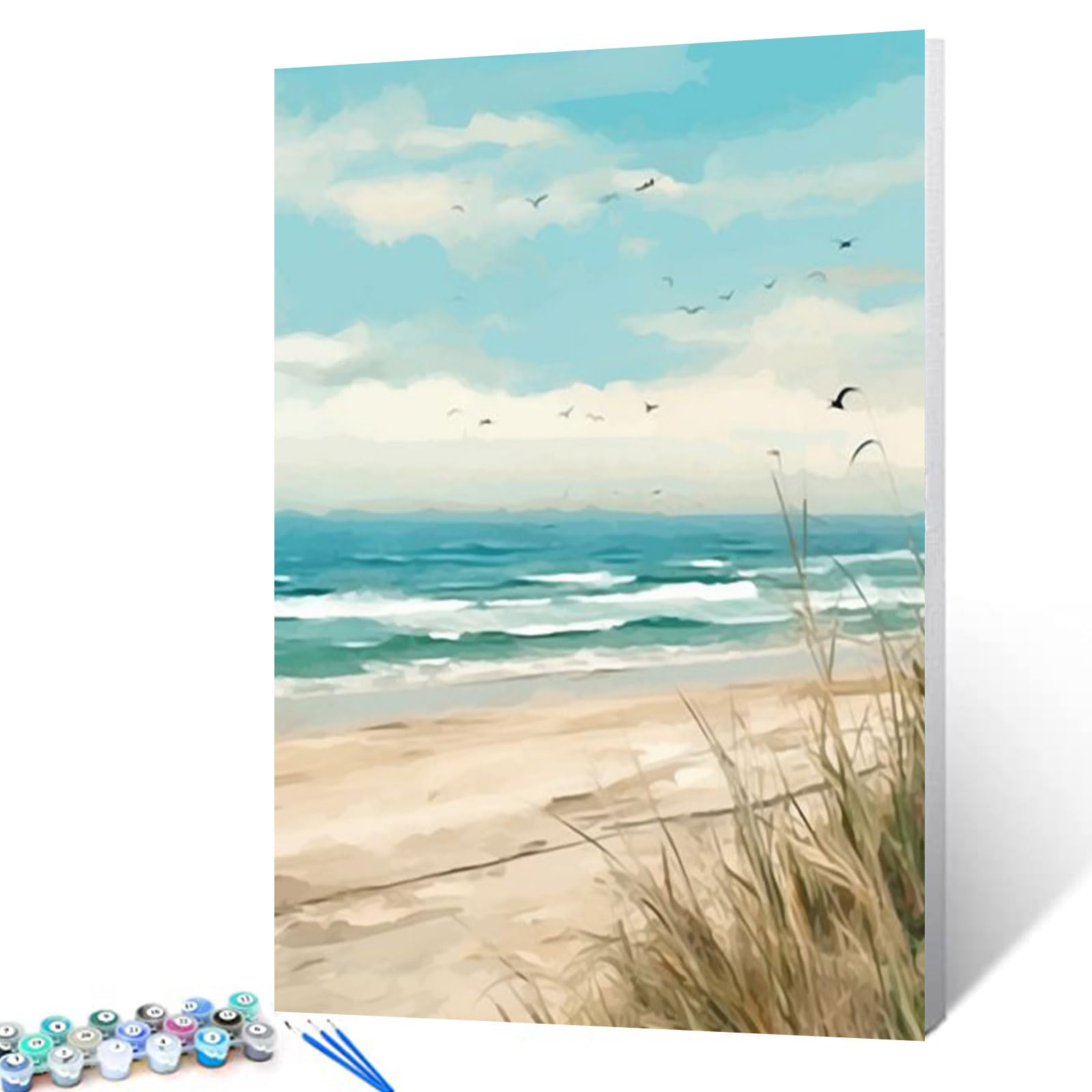Kit Paint By Numbers Tucocoo Seaside Beach Para Adultos 40x50cm