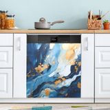 Tampa Magnética Para Máquina De Lavar Louça Jiponi Blue Gold Marble 58x66cm