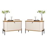 Conjunto Mesa De Cabeceira Albania Off White Nature Preto