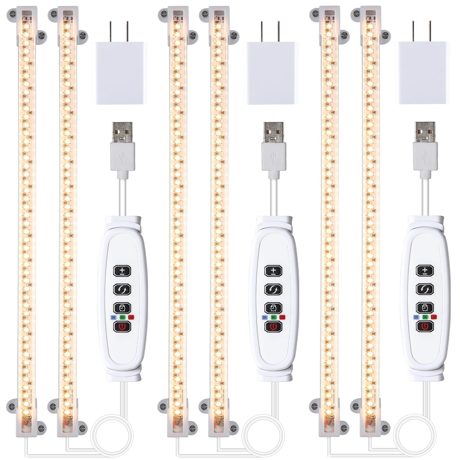 Tiras De Luz Led Grow Rwntao Full Spectrum 20w 3 Cabeças 33cm
