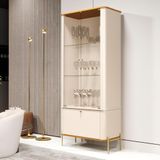 Cristaleira 2 Portas Baton Rouge Off White Nature Dourado