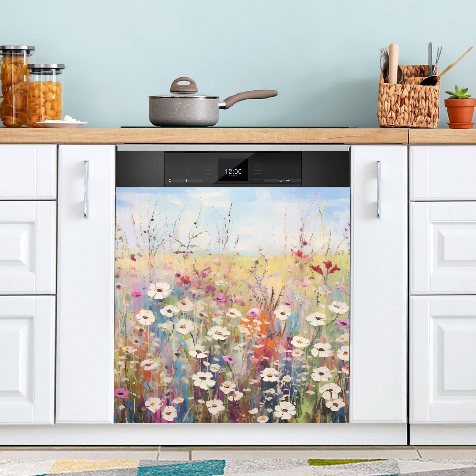 Tampa Magnética Para Lava-louças Jiponi Colorful Wildflowers 60x66cm