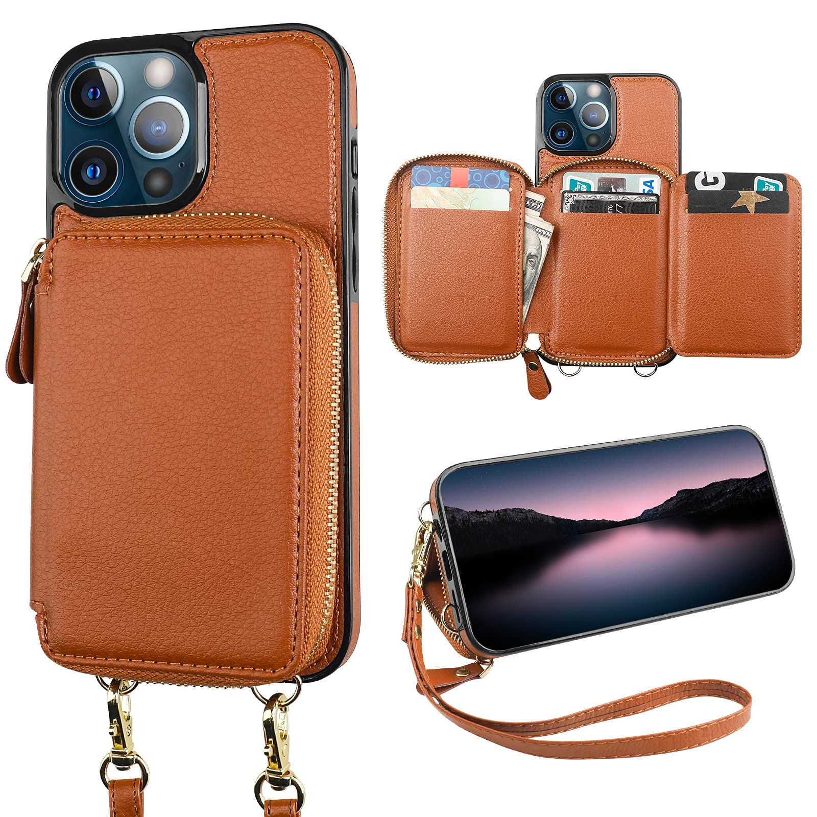 Capa Tipo Carteira Bocasal Com Bloqueio De Rfid Iphone 13 Pro Max Brown