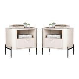 Conjunto Mesa De Cabeceira Malta Off White Preto