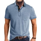 Camisa Polo Masculina Qekoma Classic Com Botão E Manga Curta De Algodão