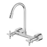 Misturador Para Cozinha De Parede Externo Com Bica Móvel E Arejador Articulado Cross Cromado
