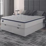 Cama Box Baú Casal King Colchão Molas Ensacadas Com Pillow Sevilha 193x203x74cm Branco/cinza Hellen Suporta Até 150 Kg Por Pessoa