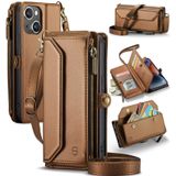 Capa Tipo Carteira Crossbody Strapurs Para Iphone 14 Marrom Feminina