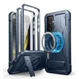 Capa De Telefone Dexnor Magnetic Com Suporte Para Samsung Galaxy S24 Plus Com 2 Molduras Frontais E Protetor De Tela Embutido, Azul Marinho