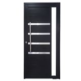 Porta Pivotante De Alumínio 210 X 100cm Com Friso E Visor 30 Direita Esquadrias Bergamo Preto
