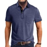 Camisa Polo Masculina Qekoma Classic Com Botão E Manga Curta De Algodão