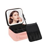 Bolsa De Maquiagem Chomeiu Com Espelho Led, Estojo De Viagem Rosa