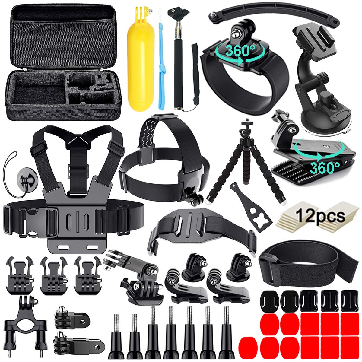 Kit De Acessórios Para Câmeras De Ação Appolab 61 Em 1 Para Akaso Ek7000 Gopro Hero 12 11 10 9 8 7 6 5 4