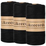 Fio De Crochê De Algodão Likeecords 200 G 170 M 2 Mm Para Saco De 3 Rolos