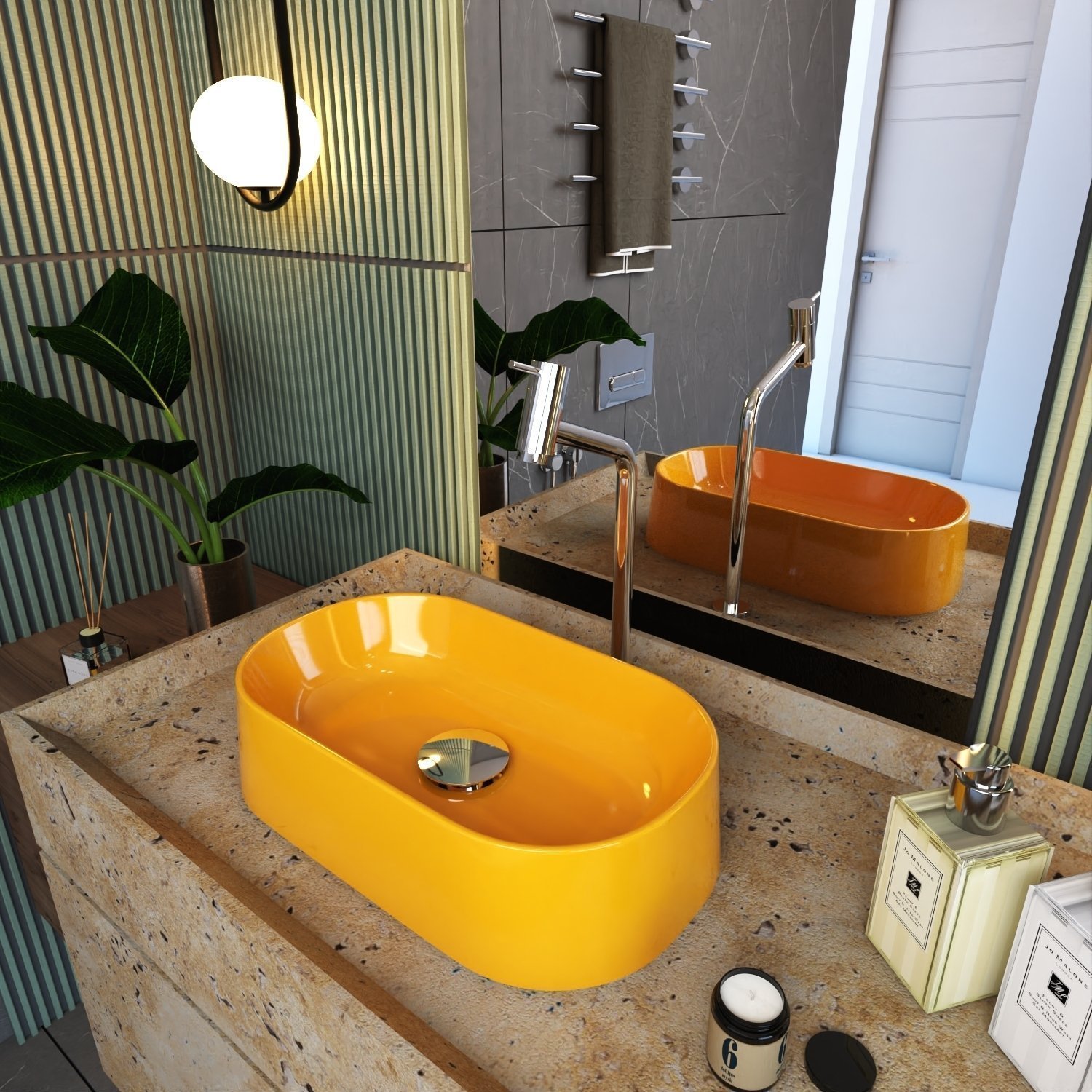 Kit Cuba Ov42 Laila Com Válvula Click E Sifão Com Flexível Amarelo