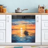 Tampa Magnética Para Máquina De Lavar Louça Jiponi Abstract Sunset Sea Boat