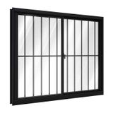 Janela De Alumínio De Correr Lateral Com Grade 2 Folhas Móveis 100x150cm Riobras Preto