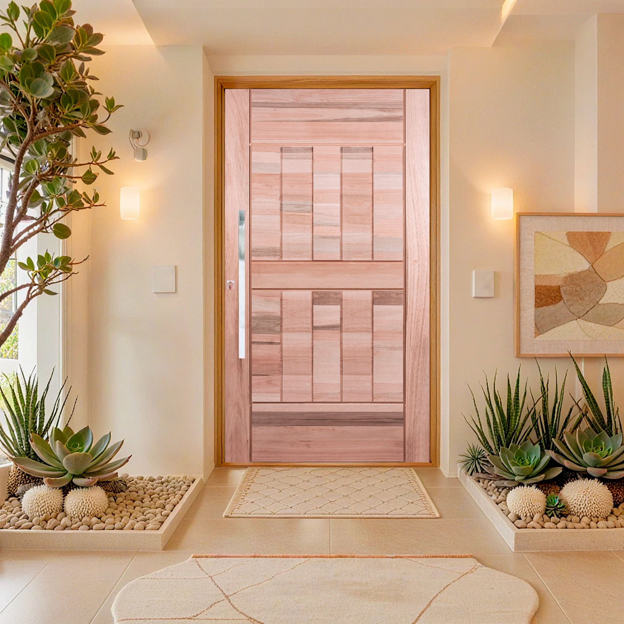 Porta Pivotante Maciça 214x109cm Eucalipto Pm96 Cruzeiro Portas Natural