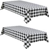 Toalha De Mesa Hiasan Buffalo Plaid Waterproof, Pacote Com 2 Unidades, 137x203cm
