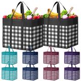 Sacos De Compras De Supermercado Reutilizáveis Wiselife, Pacote Com 10 (plaid C)