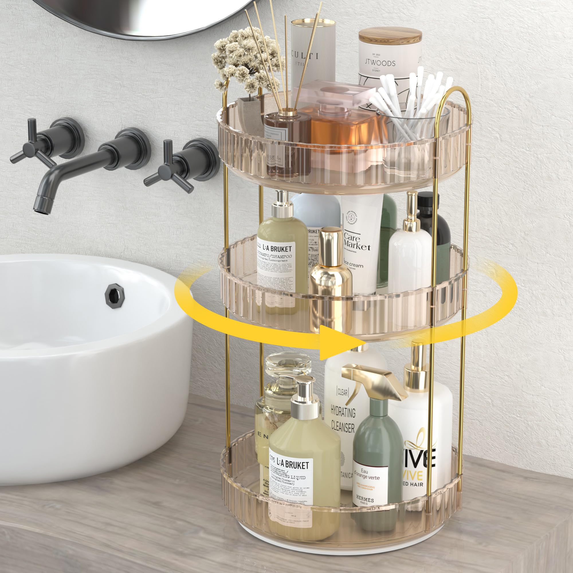 Organizadores De Cuidados Com A Pele Jnfuz 360°, Com Rotação De 3 Camadas, Perfume E Maquiagem