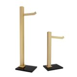 Kit 01 Papeleira Uma Haste E 01 Porta Toalhas De Bancada Vidro Preto Ouro Fosco Ducon Metais Ouro Fosco