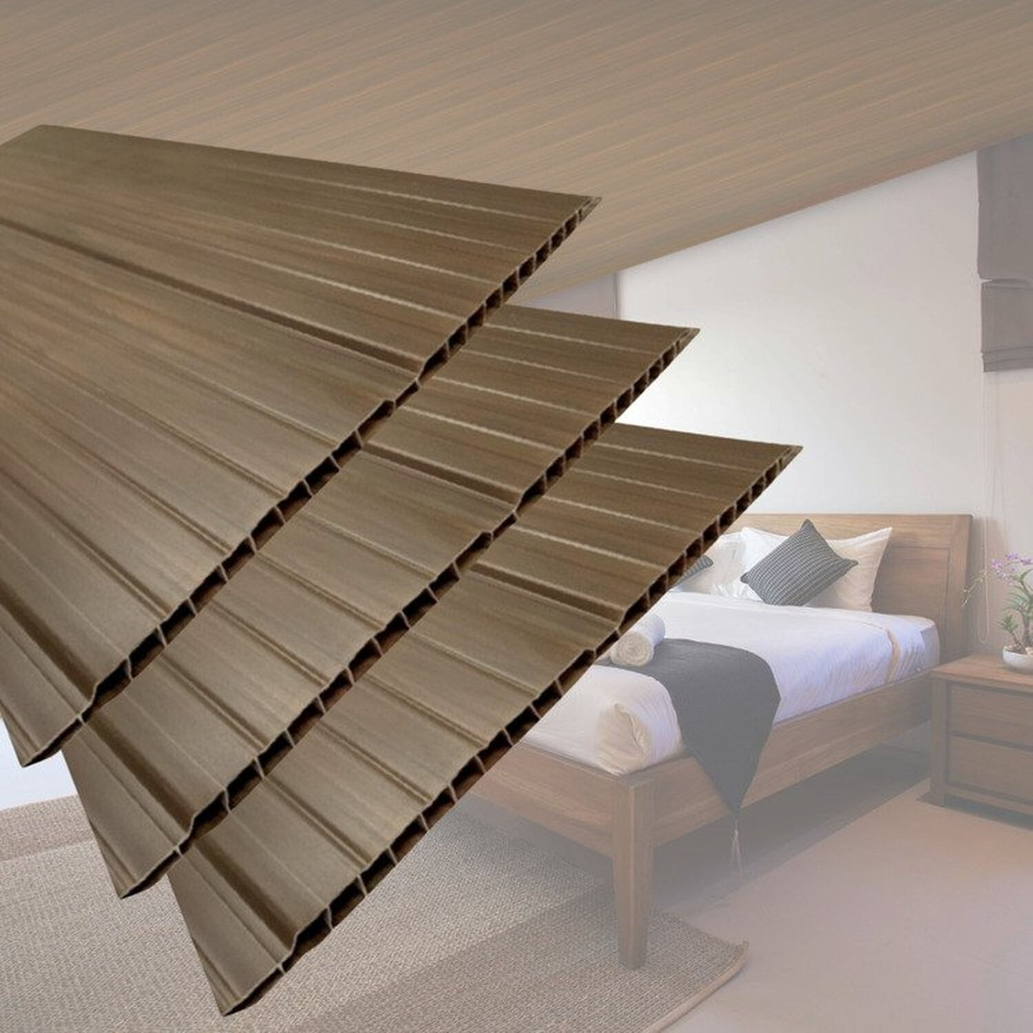 Kit 5 Caixas Com 30 M² Forro De Pvc 8mm X 20cm X 3m Com 6m² Por Caixa Permatti Imbuia