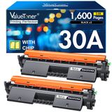 Cartucho De Toner Valuetoner Compatível Com Hp 30a Black, Pacote Com 2