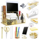 Organizador De Mesa Yolozai Office Supplies 13 Peças De Acrílico Dourado