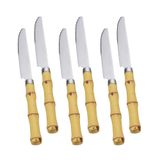 Conjunto Com 6 Facas Para Mesa De Aço Inox Com Cabo De Bambu 22cm 7382 - Lyor