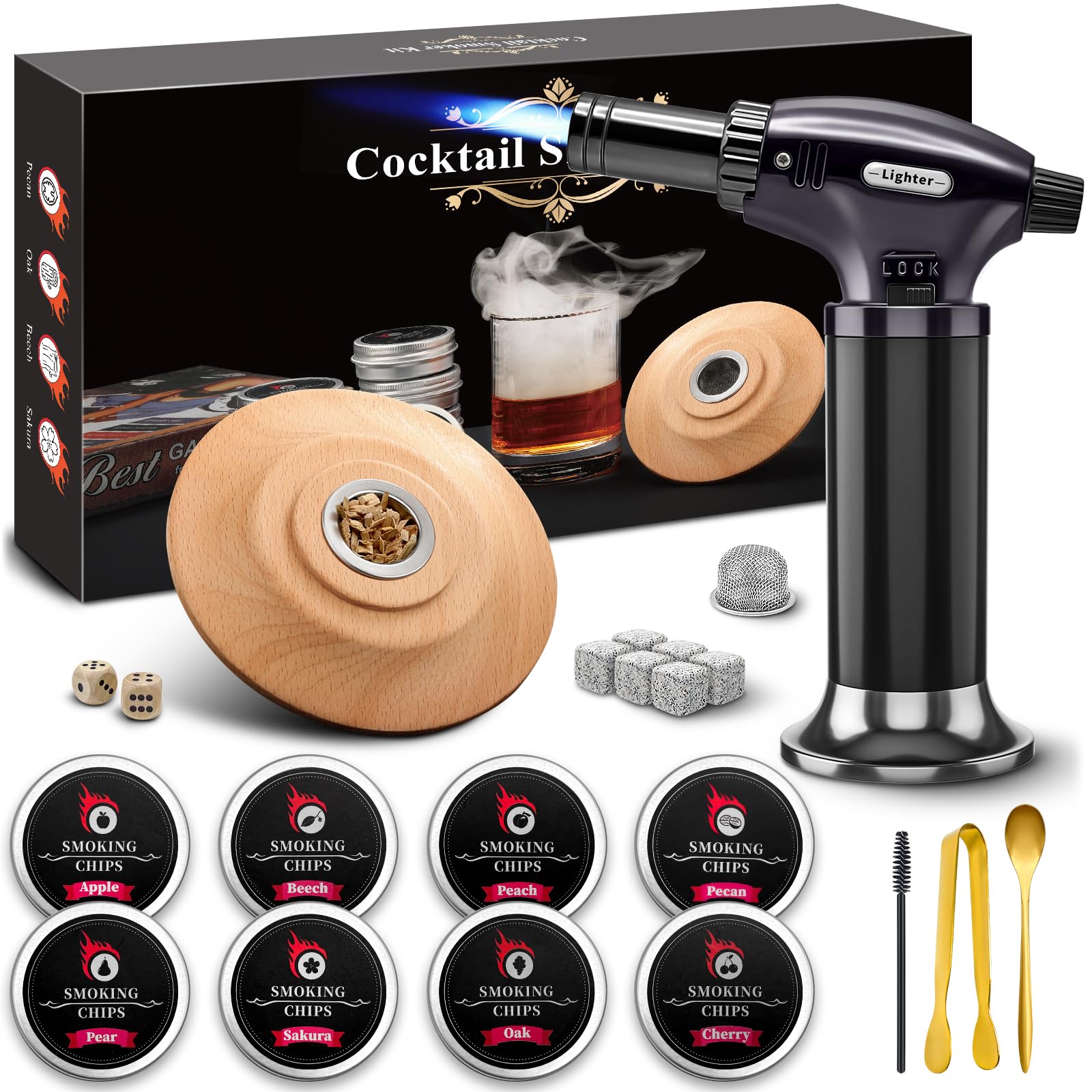 Kit Para Fumar Coquetéis Syjunf Com Tocha, Lascas De Madeira De 8 Sabores