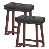 Almofada De Banco Baibu, Conjunto De 2 Retangulares Supermacios, Cinza-preto