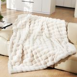 Manta Pluushuu Faux Rabbit Fur Bubble 150x125cm Bege