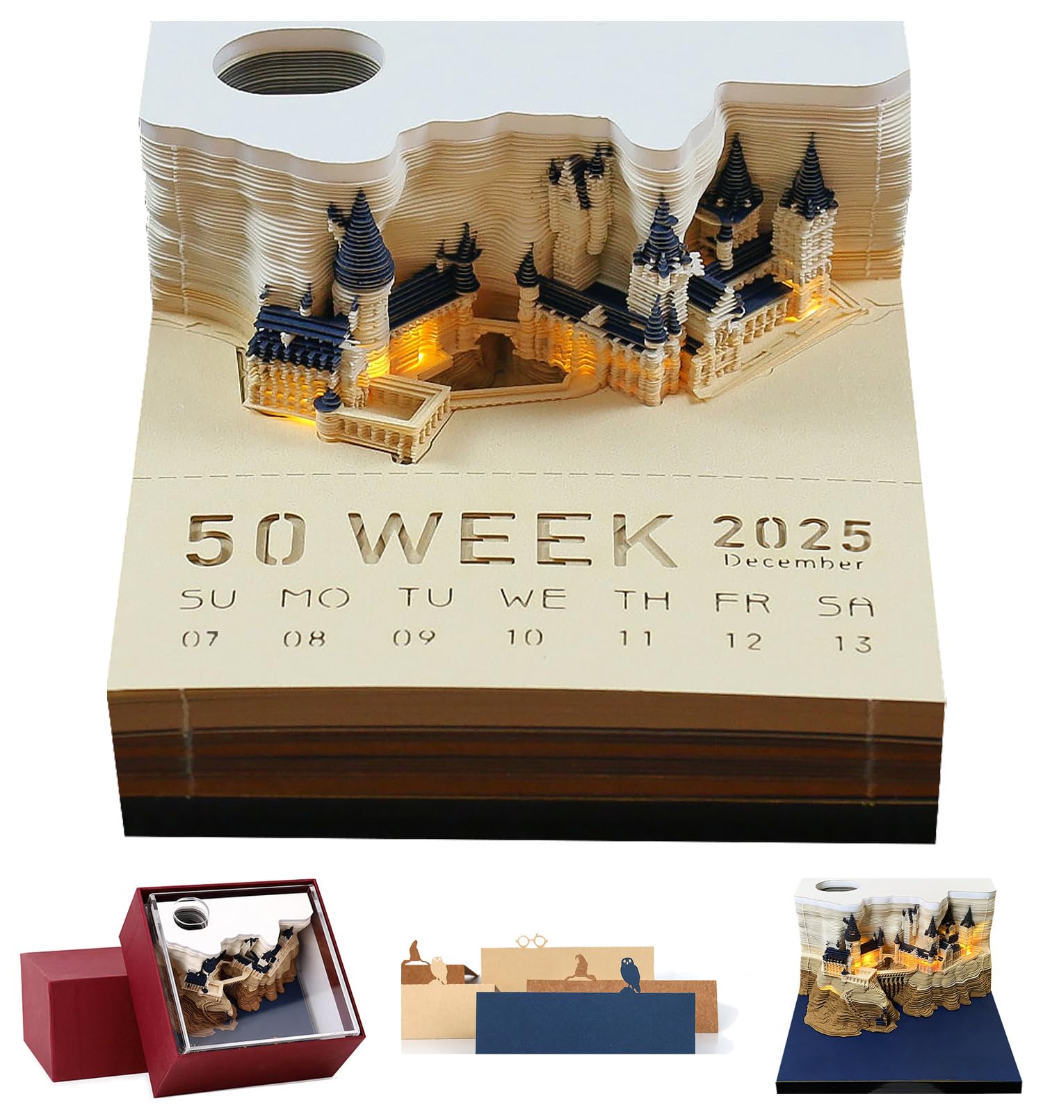 Calendário Memo Pad Siweme 3d Magic Castle 2025 Com Luz