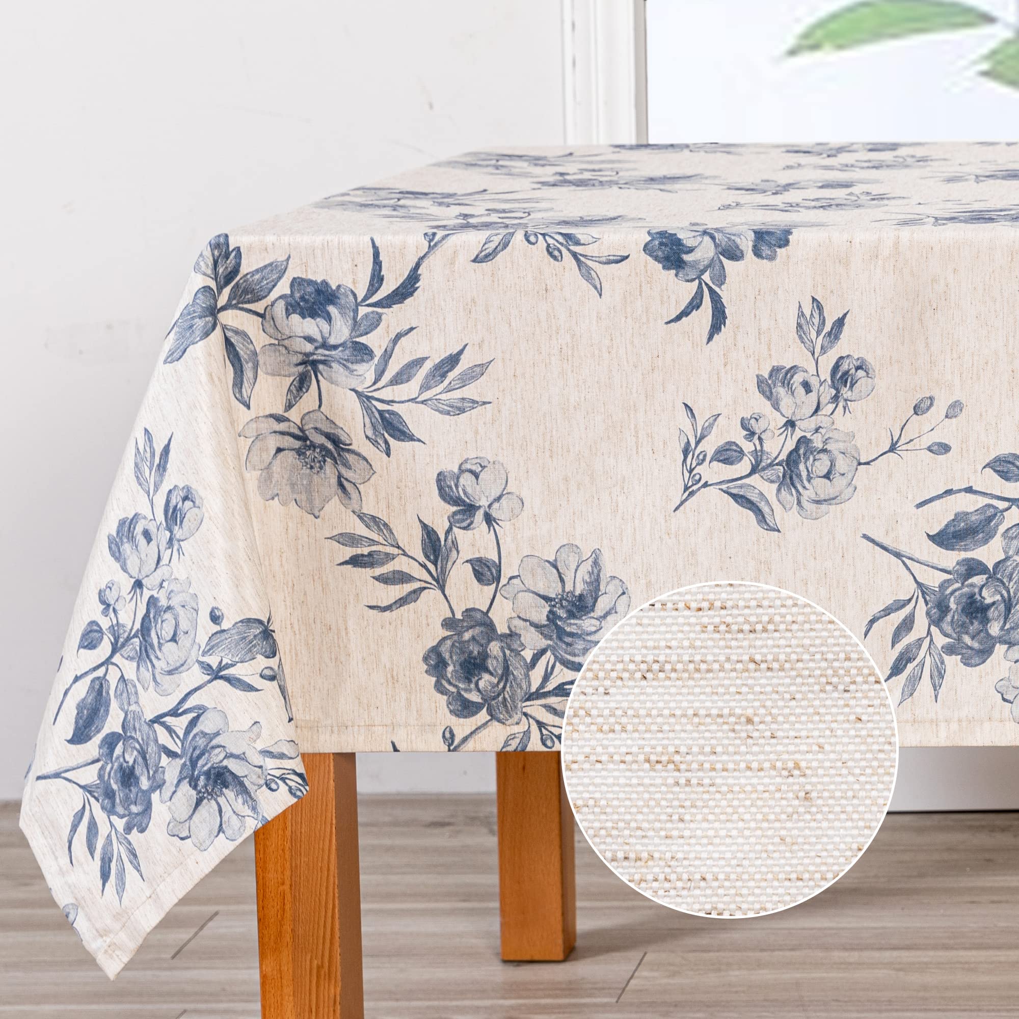 Toalha De Mesa Mysky Home Linen Farmhouse Impermeável 150x260cm Azul/cinza