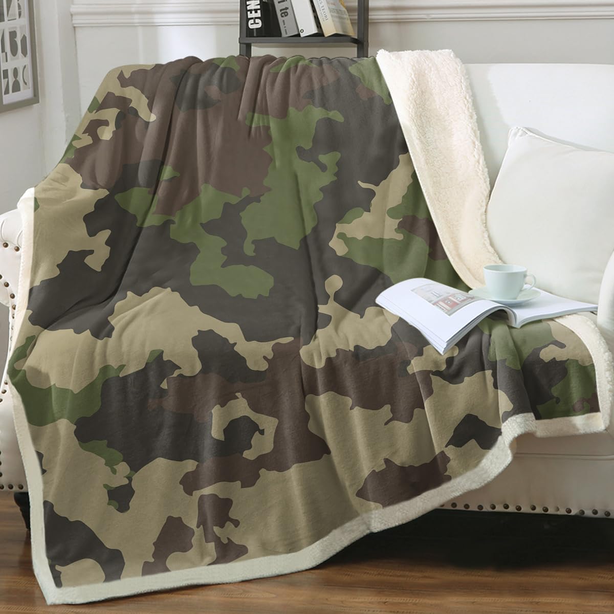 Throw Blanket Sleepwish Military Khaki Camo Fleece Para Crianças