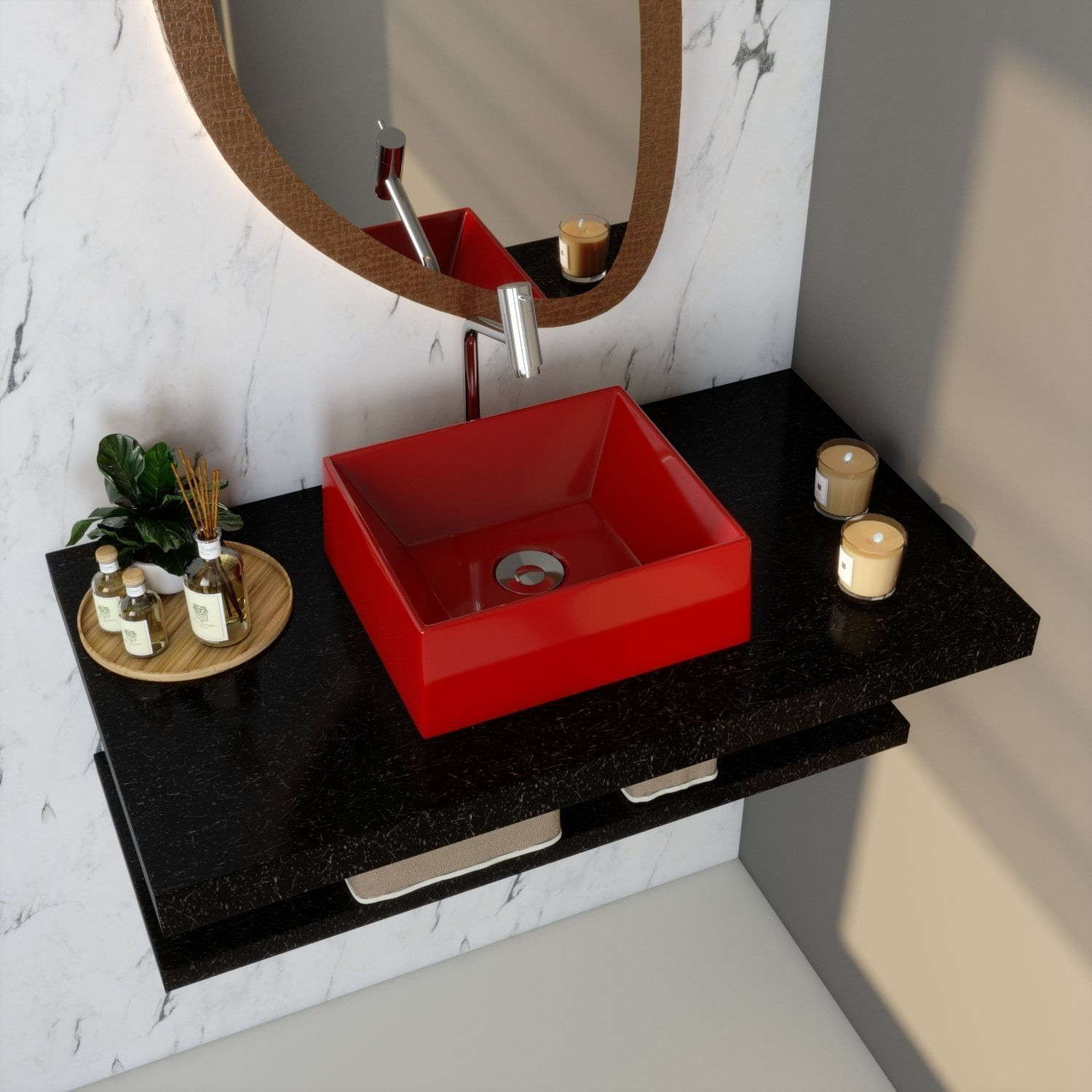 Kit Cuba Rt30 Riviera Com Válvula Botal E Sifão Com Flexível Vermelho