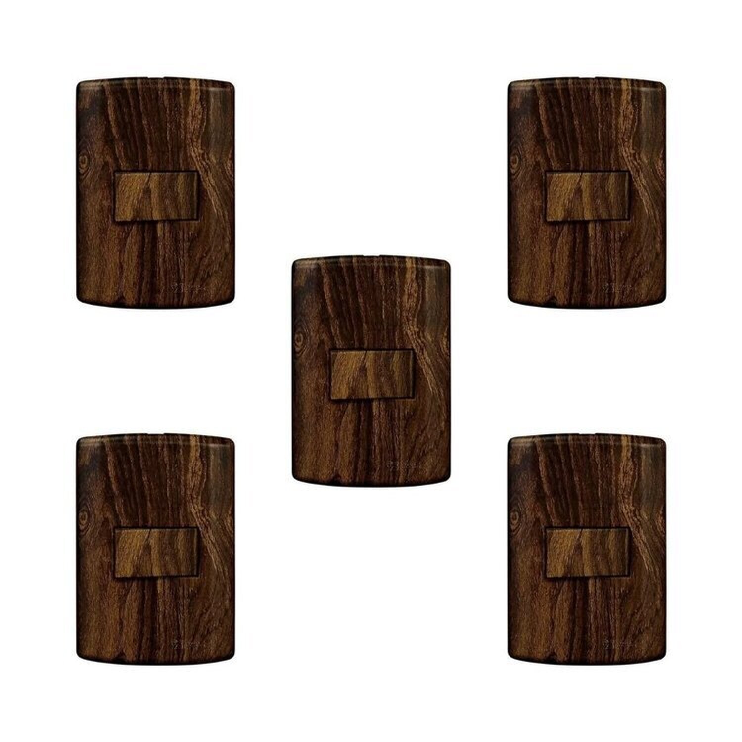 Conjunto De 5 Interruptores De 1 Tecla Simples, Modular, Com Placa 4x2 E Suporte Marrom