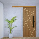Porta De Correr Padrão Imbuia Agatha Trilho Embutir Puxador Barra Chata 800 Mm Preto 92 X 210 Esquer Natural