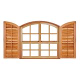 Janela De Madeira Guilhotina 120x120cm 4 Folhas Rodam Imbuia