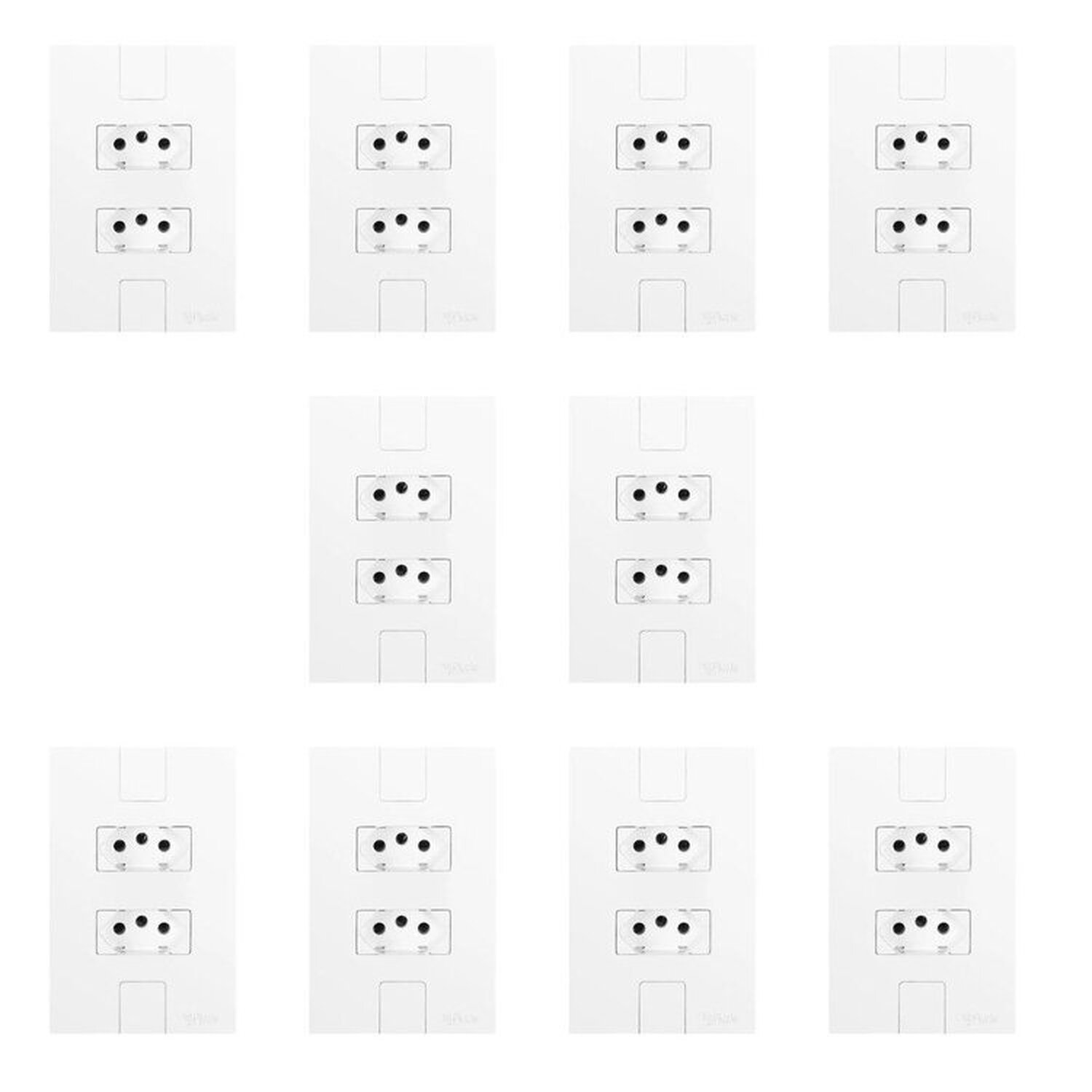 Dez Conjuntos Com 2 Tomadas 2p+t 20a 250v, Modular, Com Placa 4x2 Brancos